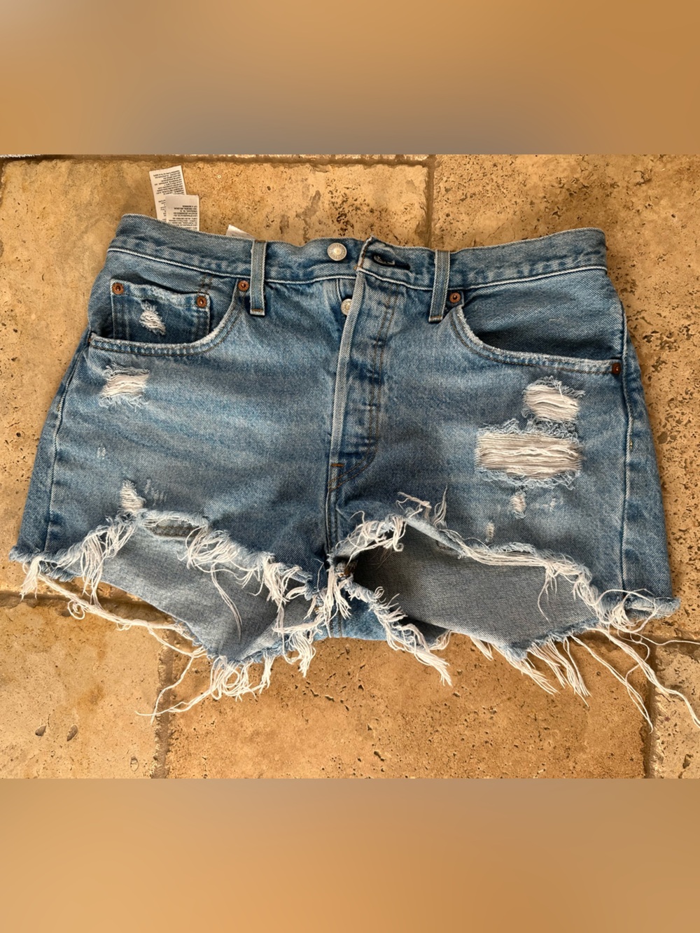 Levi's Light Blue Distressed Denim Cutoff Shorts
